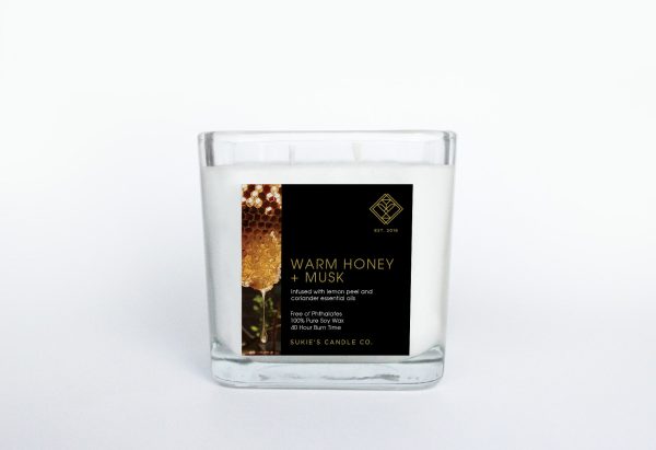 Warm Honey + Musk 100% Pure Soy Double Wick Candle For Cheap