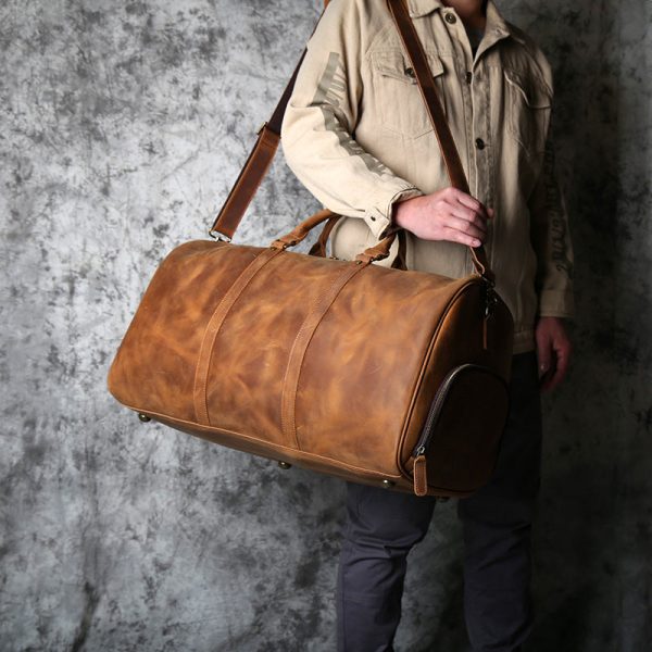 Leather Weekender Travel Bag with Shoe Compartment Sale