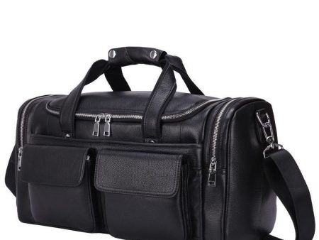 Woosir Black Leather Duffle Bag Mens For Sale