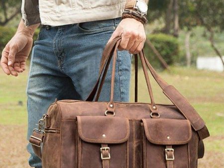 Brown Leather Duffle Bag Vintage Online Hot Sale