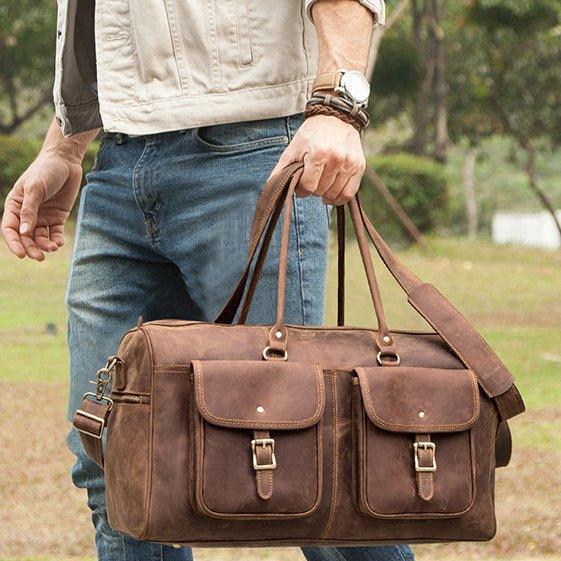 Brown Leather Duffle Bag Vintage Online Hot Sale