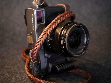 Brown Braided Flat Leather Camera Strap Online now