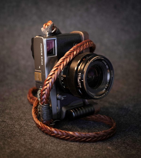 Brown Braided Flat Leather Camera Strap Online now