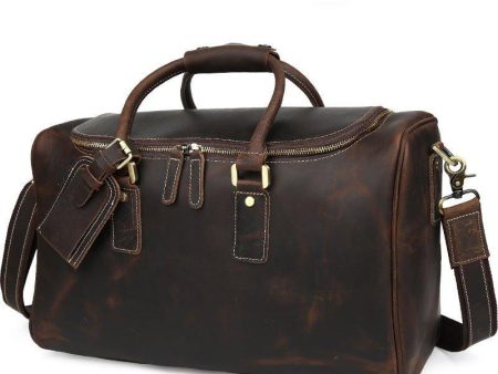 Woosir Crazy Horse Leather Vintage Luggage Duffle Bag on Sale