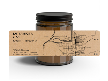 Salt Lake City Map Candle - Amber Jar Hot on Sale