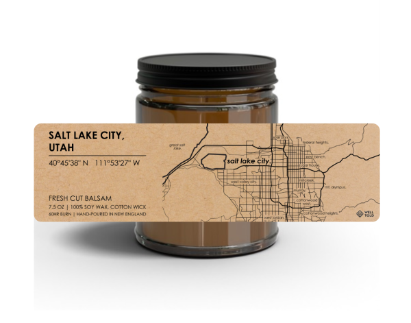 Salt Lake City Map Candle - Amber Jar Hot on Sale