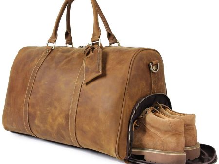 Leather Weekender Travel Bag with Shoe Compartment Sale