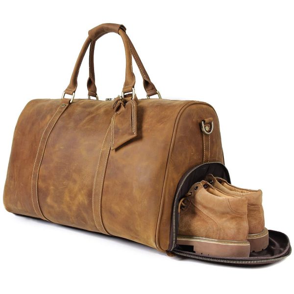 Leather Weekender Travel Bag with Shoe Compartment Sale