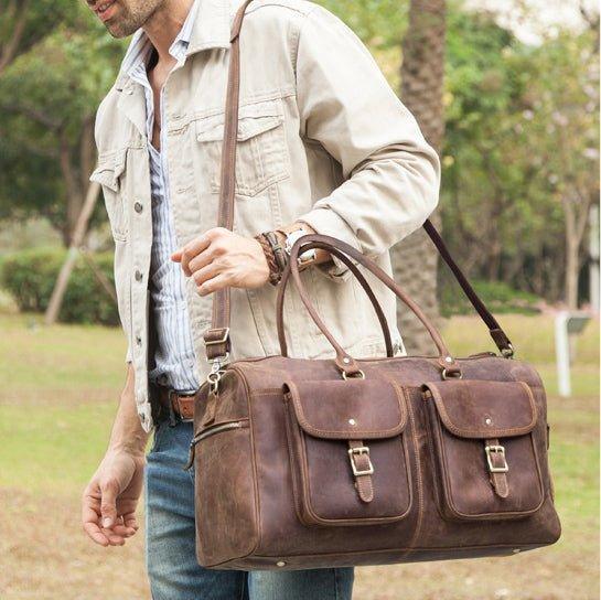 Brown Leather Duffle Bag Vintage Online Hot Sale