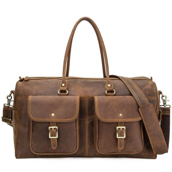 Brown Leather Duffle Bag Vintage Online Hot Sale