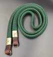 X  Forest Green Flat Rope -Dark Brown Leather Camera Strap - Bronze X Fashion