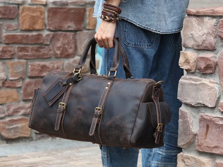 Vintage Leather Duffle Bag for Travel Gym For Discount