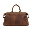 Vintage Leather Duffle Bag with Multiple Pockets For Sale