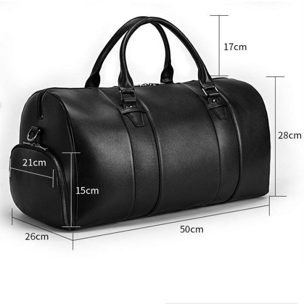 Woosir Modern Man Travel Bag Leather Black Online Sale