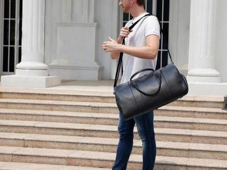 Woosir Modern Man Travel Bag Leather Black Online Sale