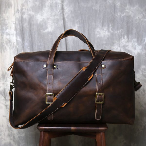 Leather Overnight Duffel Bag for Men on Sale