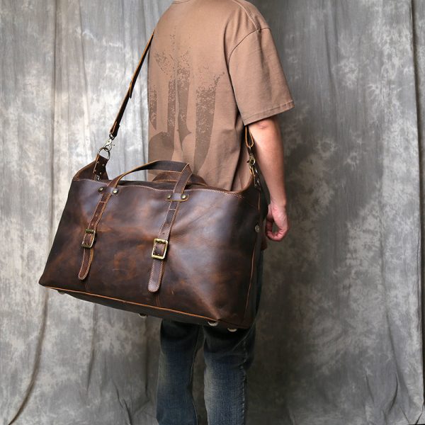 Leather Overnight Duffel Bag for Men on Sale