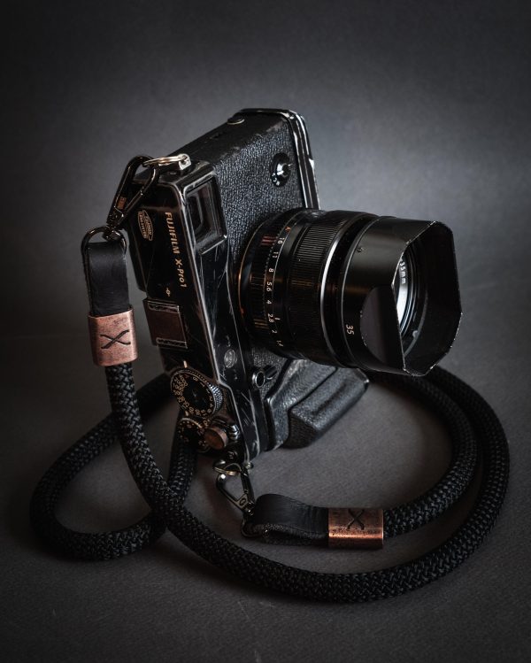 X Copper - Black Rope -Black Leather Camera Strap For Discount