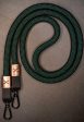 X  Checkered Dark Green Black Rope -Black Leather Camera Strap - Copper X on Sale