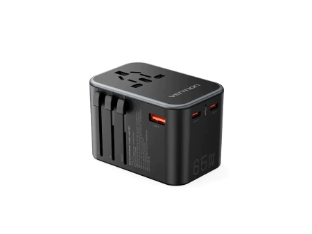 Vention 3-Port USB (C + C + A) GaN Universal Travel Adaptor (65W 65W 30W) - FJDB0 Supply