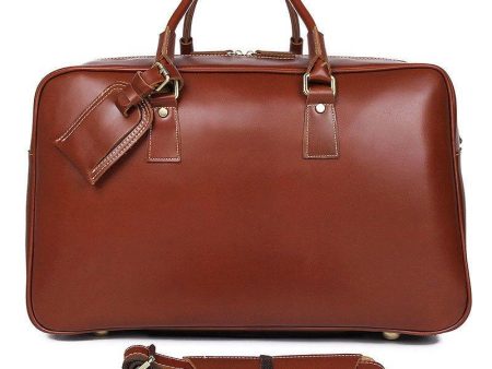 Woosir Brown Red Leather Weekend Bag Women Men Online Sale