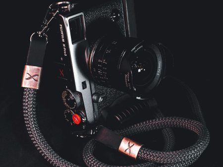 X Copper - Dark Grey Rope -Black Leather Camera Strap Cheap