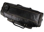 Black Leather Travel Duffle Bag Mens Large Fashion