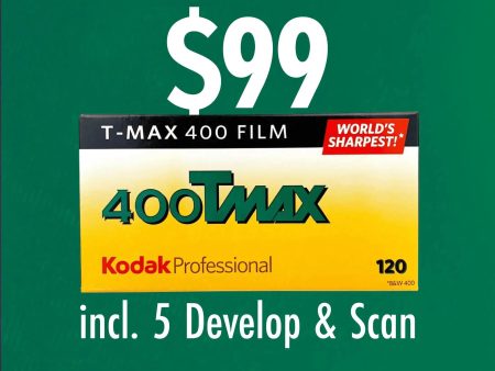 Kodak TMax 400 120 B&W Film with 5 Processing Vouchers (60-day validity) Cheap