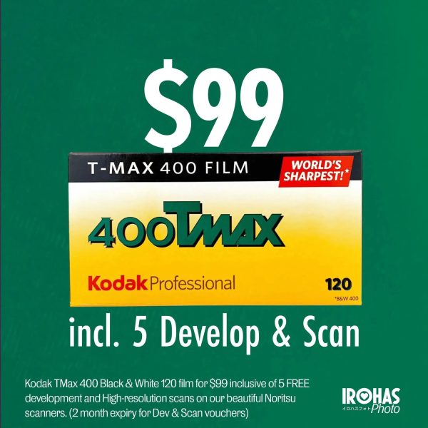 Kodak TMax 400 120 B&W Film with 5 Processing Vouchers (60-day validity) Cheap