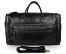 Black Leather Travel Duffle Bag Mens Large Fashion