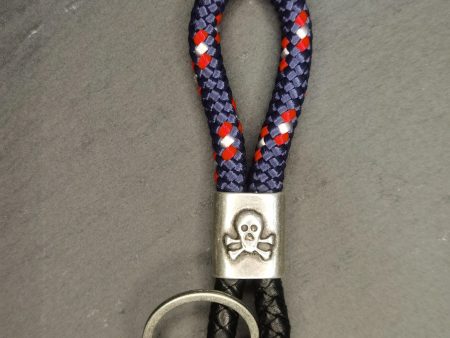 Black Braided Leather Skull Keychain For Discount