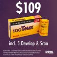 Kodak TMax 100 120 B&W Film with 5 Processing Vouchers (60-day validity) on Sale