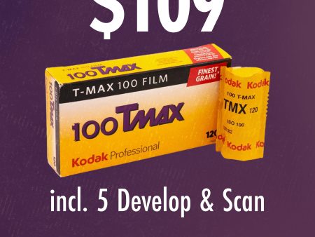 Kodak TMax 100 120 B&W Film with 5 Processing Vouchers (60-day validity) on Sale