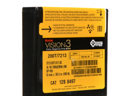 Kodak VISION3 200T 16mm Color Negative Film (100 ft. #7213) For Cheap