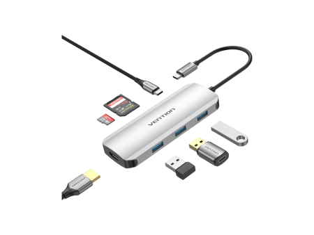 Vention 7-in-1 USB-C to HDMI USB 3.0x3 SD TF PD Docking Station Hot on Sale